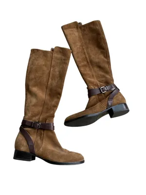 VIA SPIGA Brown Suede Leather Buckle Zip Boots Size 5.5 thumbnail 9