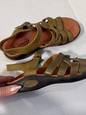 Chacos Green Leather Strappy Outdoorsy Sandals Womens 7 Comfort Hiking thumbnail 7