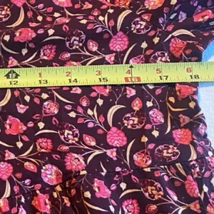 Old Navy Floral Mini Dress Women’s Small Burgundy Pink V-Neck Pockets Boho thumbnail 9