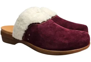 Waco Shoe Company Northridge Cozy Women's Burgundy Suede Shearling‎ Clogs 10B thumbnail 1