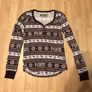 PINK Victoria's Secret Black and White Pajama Top thumbnail 1