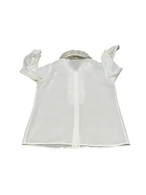 Vintage White Victorian Blouse Ruffle Front Lace Collar Feminine CottageCore thumbnail 6
