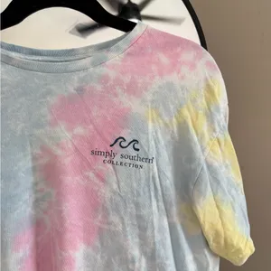 Simply Southern Pastel Tie-Dye Tee in Pink, Blue & Yellow thumbnail 2