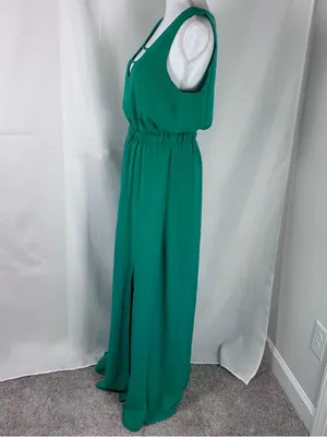 JACK by BB Dakota Emerald Green Maxi Dress M Strappy Slit front thumbnail 9