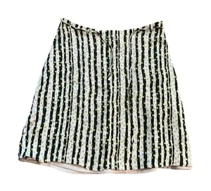 Banana Republic Women 6 Green Cream Striped Polka Dot A-Line Rayon Mini Skirt thumbnail 1