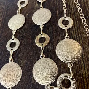 Gold Y2K Textured Disc Open Ring Waist Chain Belt, Fits 24-42 Inches, X7GA1359 thumbnail 7