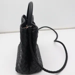 A New Day Black Woven Vegan Leather Crossbody Bag Gold Hardware Braided Strap thumbnail 4
