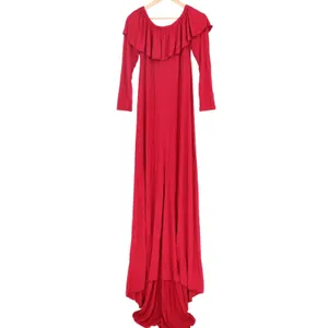 Red Off the Shoulder Maxi Dress Long Sleeve Ruffle Maternity Photoshoot XL thumbnail 2