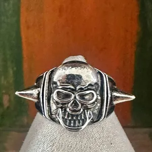 Punk Skull Spike Ring, Silver thumbnail 1