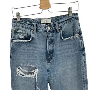 Free‎ People Lita Light Wash Distressed High-Waisted Slim Leg Jeans Size 28 thumbnail 4