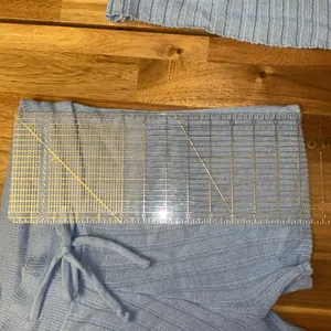 Boohoo Knit Sweater pajama set small Sky Blue one shoulder top & shorts ribbed thumbnail 8