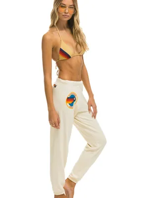 Aviator Nation Cream Joggers with Rainbow Side Logo thumbnail 3
