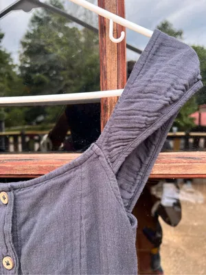 Roxy 100% Cotton Button Down Dress Sundress Navy Blue M Boho Cottagecore thumbnail 5