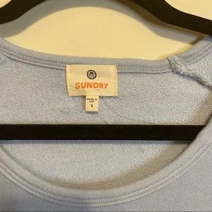 Sundry Baby Blue French Terry Rainbow Heart Crew Neck Sweatshirt NEW WITHOUT TAG thumbnail 5