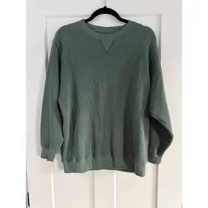 Aerie Green Waffle Knit Sweatshirt Crewneck Pullover Small thumbnail 4