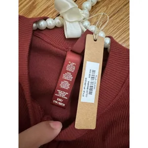 SKIMS Size XXS Cotton Rib Long Sleeve Henley Sangria Ribbed Shirt NWT thumbnail 5