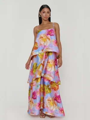 Show Me Your Mumu Ella Maxi Dress size Medium M Brushed Blooms Floral tier NWOT thumbnail 2