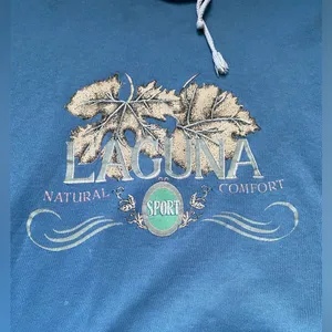 90s Laguna Sport neck tie soft worn in blue logo sweatshirt, size XL thumbnail 2