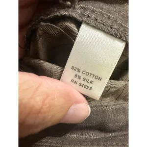 Banana Republic Martin Fit Pinstripe‎ Wide Leg Crop Pants Brown Cotton Silk 8 thumbnail 7
