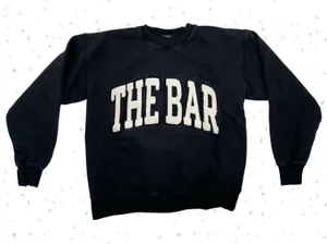 The Bar Arlo Crewneck Pullover Sweatshirt Black White Terry Letters Size M thumbnail 1