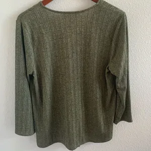 MICHAEL Michael Kors Tie Front Top Green Tone Button Front Contemporary Large thumbnail 6