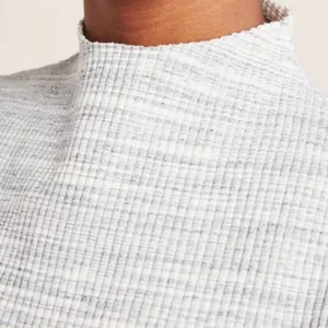 Anthropologie Eri + Ali Gray Tenley Preppy Ribbed Office Basics Mock Neck Top S thumbnail 3