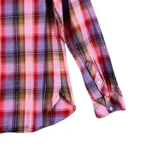 Talbots Button Up Shirt‎ Purple Plaid M thumbnail 5