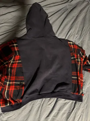 Custom New England Patriots Re-Worked Flannel Hoodie thumbnail 2