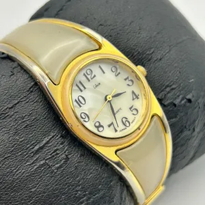 Collezier Two-tone Mother Pearl Dial Women’s Cuff Watch Working New Battery thumbnail 3