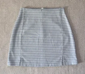 Brandy Melville Light Blue Plaid Check Cara Slit Skirt Preppy OneSize thumbnail 1