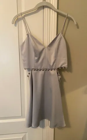 NBD Silver Satin Skater Dress thumbnail 6