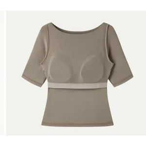 OGL Move Black Size S Short Sleeve Boatneck Built-in Bra Brami Top New thumbnail 8