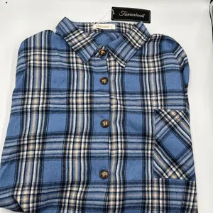 Fantaslook Women's Blue Plaid Button thumbnail 1