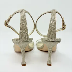 Nine West Shiny Ankle Strap Sandals Heels Silver Glitter Women’s Size 7.5 M thumbnail 5