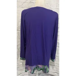 LOGO by Lori Goldstein QVC Rayon Purple Top with Tie-Dye Mesh Hem Size Large thumbnail 5