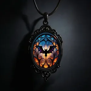 Vintage Style Bat Cameo Pendant Necklace Gothic Halloween‎ Faux Fashion Jewelry thumbnail 7