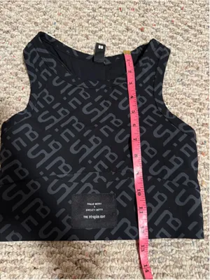 Sweaty Betty Halle Berry Jinx Power Crop Tank Sport Bra Black Geo Print- Size XS thumbnail 4