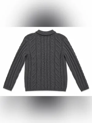 Ann Taylor Womens S 100% Wool Cable Knit Cardigan Sweater Gray Vintage 80/90’s thumbnail 4