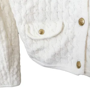 J. Crew White Odette Cable Knit Sweater Lady Jacket Sz L thumbnail 5