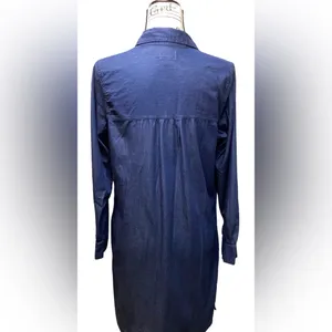 Old Navy Cotton Button Up Dark Chambray Denim Dress Size Medium thumbnail 6