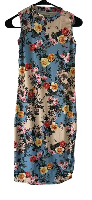 Japanese Women's Size‎ Medium Floral Bodycon Knee Length Dress thumbnail 1
