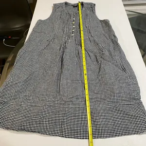 Quince Gingham Check Sleeveless Babydoll Dress Size S Black White Cottagecore thumbnail 9