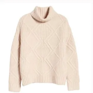 Caslon Women’s Chunky Cable Knit Turtleneck Sweater Size Medium NWOT thumbnail 2