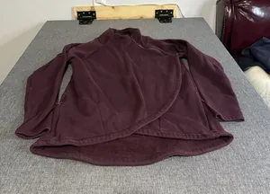 Athleta Cozy Karma Purple Fleece 1/4 Zip Mock Neck Raglan Sweatshirt M thumbnail 1