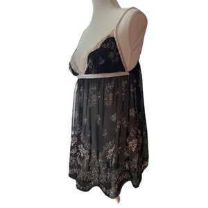 Y2K Sheer Fairy Goth Babydoll Slip Top Peacock Floral Lace Coquette Mesh 90s EUC thumbnail 7