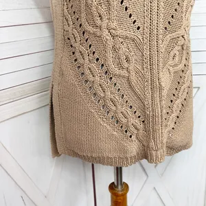 White House | Black Market Boho Multi Knit Sleeveless‎ Slouchy Sweater Vest Tan XS thumbnail 7