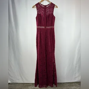 Lulus Music of‎ the Heart Lace Maxi Dress in Burgundy Size Small thumbnail 4