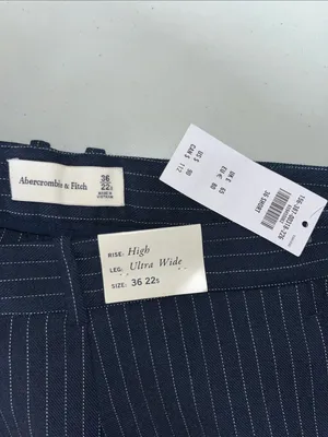 Abercrombie & Fitch NWT 22 Short Blue Pinstripe High Rise Ultra Wide Leg Pants thumbnail 3