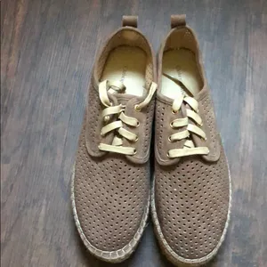 Catherine Malandrino Tan Laser Cut Leather Jute Platform Espadrille Sneakers 9 thumbnail 4