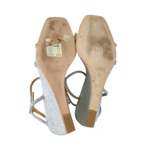Badgley Mischka Unity Wedge Heels Womens Silver Embellished Strappy Sandals 10‎ thumbnail 7